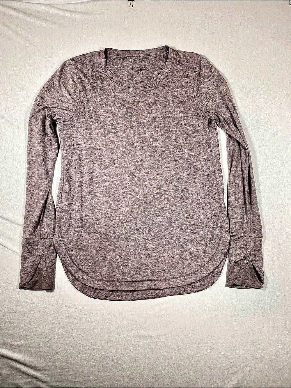 Athleta Uptempo Heathered Mauve Long Sleeve Workout Top S